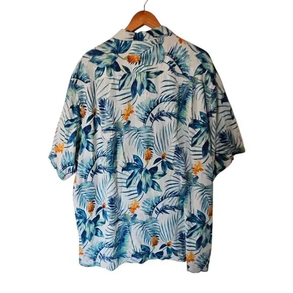 Tommy Bahama Mens 100% Silk 3XL Plus Tropical Print Hawaiian Shirt Orange Palm - Picture 8 of 11